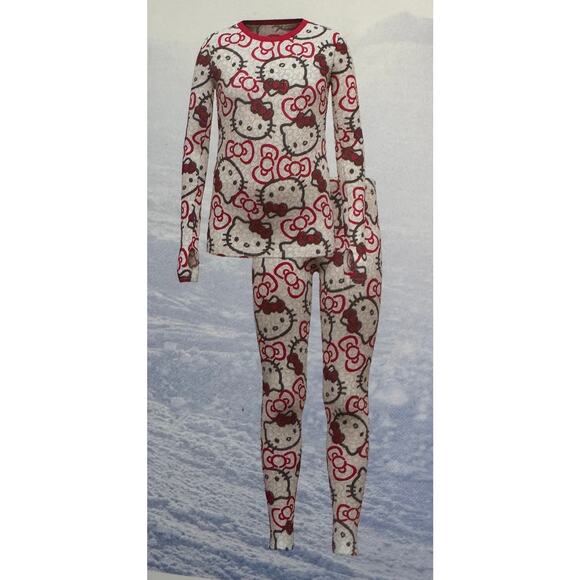 Climateright By Cuddl Duds Hello Kitty Girls Thermal Set, Size 6/7 - Picture 3 of 3